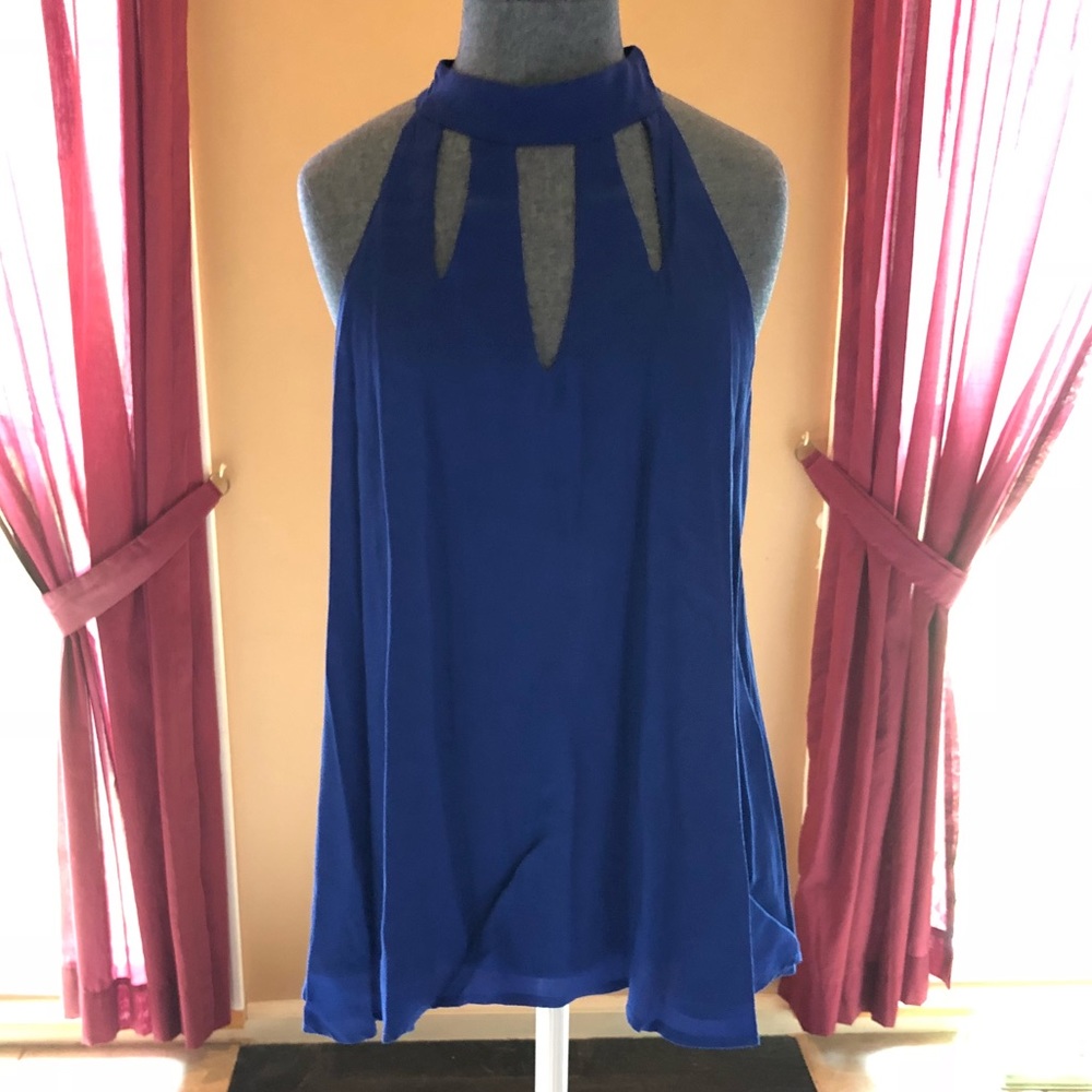 Cobalt Blue Choker Blouse